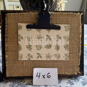 Elegant Black Burlap Easel Photo Frame NWOT